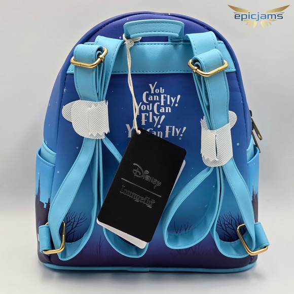 Loungefly Disney Peter Pan Night Flight Tinker Bell Blue Mini Backpack Bag New - Picture 5 of 5